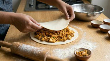 Kathal paratha served on a plate